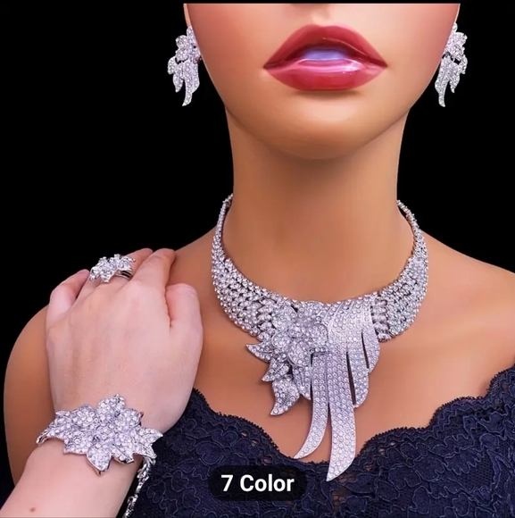 Jewelry - NEW MIDDLE EASTERN RHINESTONE NECKLACE, BRACELET, RING, EARRINGS ~ LUXURIOUS SET
